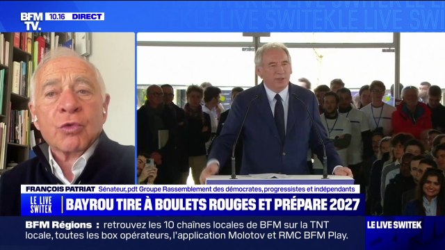 Désaccords avec François Bayrou: pour François Patriat (sénateur RDPI), il n'y a pas de crise politique à l'intérieur de la majorité