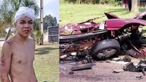 “Só Deus na vida do cara, só Deus mesmo” diz o sobrevivente de veículo que ficou destruído em acidente no RS