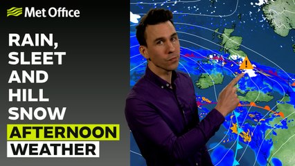 Met Office Afternoon Weather Forecast 08/02/24 - Rain slowly pushing northwards