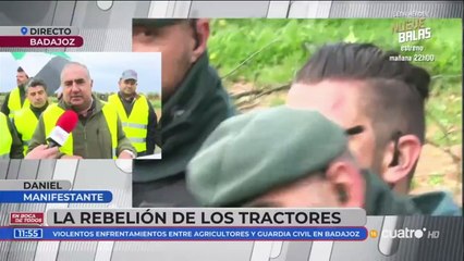 La tractorada nacional se defiende de un Guardia Civil que acaba herido