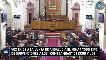Vox exige a la Junta de Andalucía eliminar todo tipo de subvenciones a los "comegambas" de CCOO y UGT