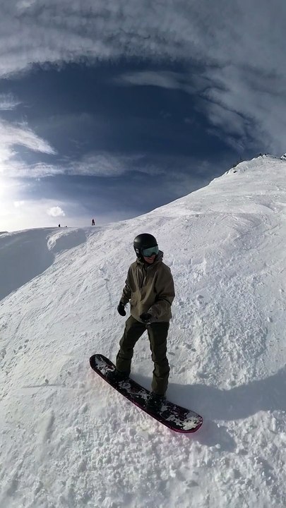 Snowboarder Catches an Edge and Tumbles Down Steep Slope
