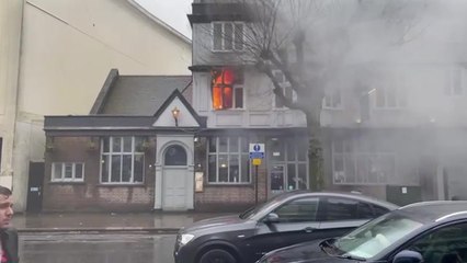 Firefighters tackle blaze at Tally Ho pub in North Finchley