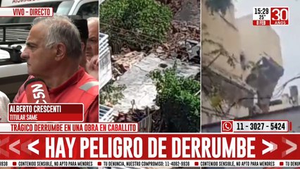 Crescenti confirmó la muerte de una mujer en el derrumbe en Caballito: "Rescatamos a 15 obreros, 11 adultos y 4 menores"