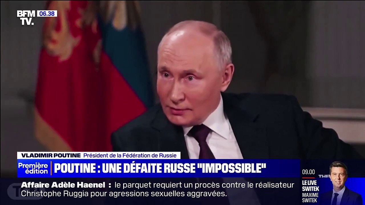 Le président russe Vladimir Poutine affirme au journaliste américain Tucker Carlson, dans une longue interview, qu'une défaite de la Russie en Ukraine était "impossible" - VIDEO