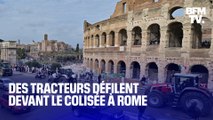 Colère des agriculteurs: à Rome, des tracteurs défilent devant le Colisée