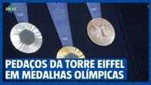 Pedaços da Torre Eiffel em medalhas olímpicas