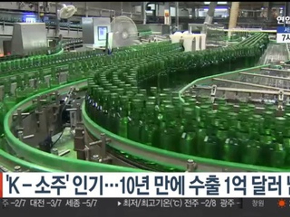 'K-소주' 인기…10년 만에 수출 1억달러 넘어