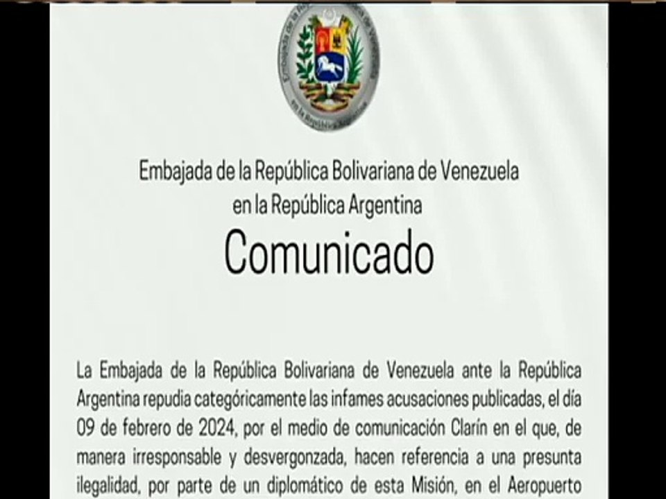 Venezuela repudia acusaciones publicadas este 09 de febrero por el medio de comunicación Clarín