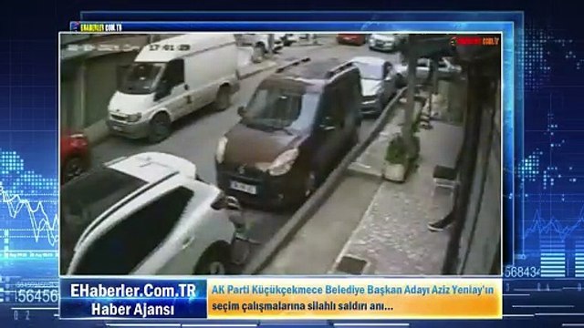 AK Parti Küçükçekmece Belediye Başkan Adayı Aziz Yeniay’ın seçim çalışmalarına silahlı saldırı anı...
