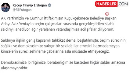 Cumhurbaşkanı Erdoğan, İstanbul'da AK Parti programı sırasındaki silahlı saldırıyı kınadı