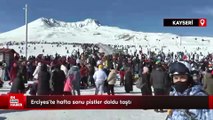 Erciyes kayak severler ile doldu taştı