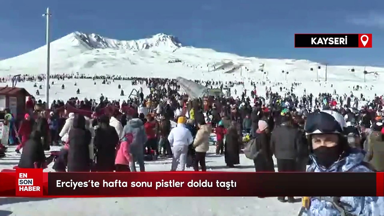 Erciyes kayak severler ile doldu taştı