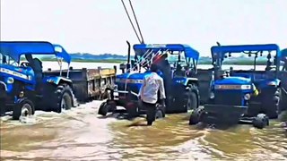 Tractor lovers come to here | Stuck tractor in deep river