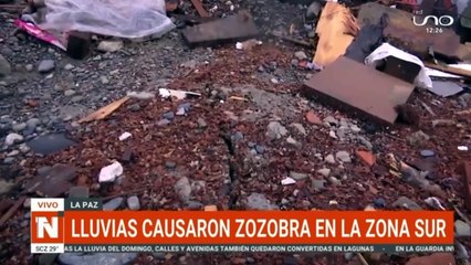 Lluvias en La Paz, afecta una vía y amenaza casas.