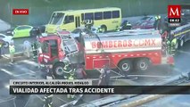 Volcadura de camión de bomberos provoca afectaciones en Circuito Interior, CdMx
