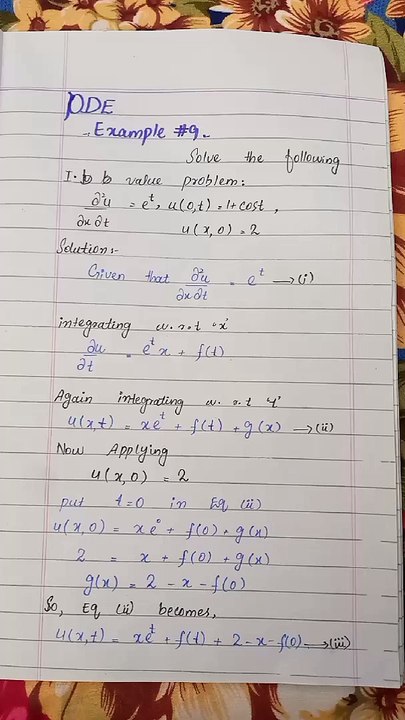 Example no.9 Chapter 1 PDE by Dr. Nawazish Ali shah