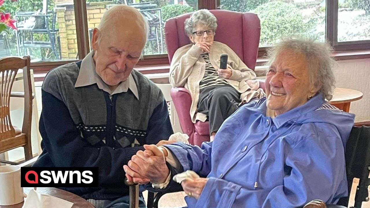 Great-grandad, 92, breaks down after being reunited with wife of 69 years - after three months apart