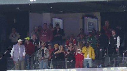Taylor Swift filmed downing drink as she watches Travis Kelce in Super Bowl