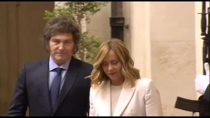 L'arrivo del presidente argentino Milei a Palazzo Chigi da Meloni