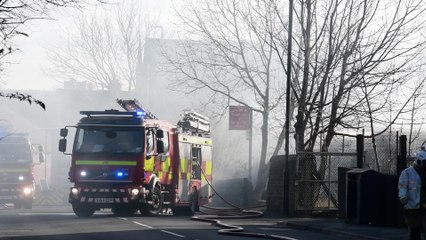 Firefighters tackling a fire at St Bartholomew Parish Hall & Social Club