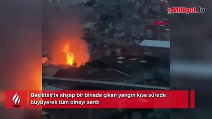Ortaköy'de ahşap binada yangın