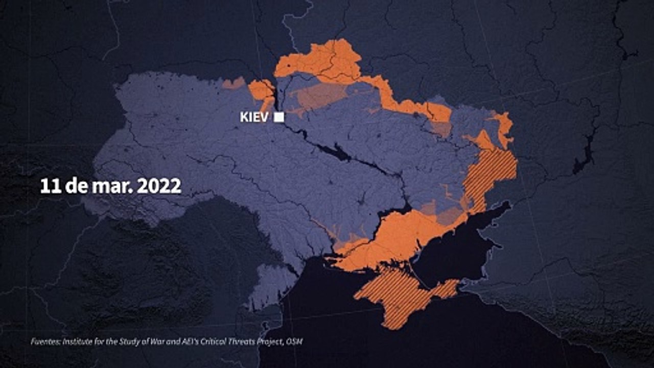 Mapa animado: control territorial en Ucrania desde el inicio del conflicto en 2022