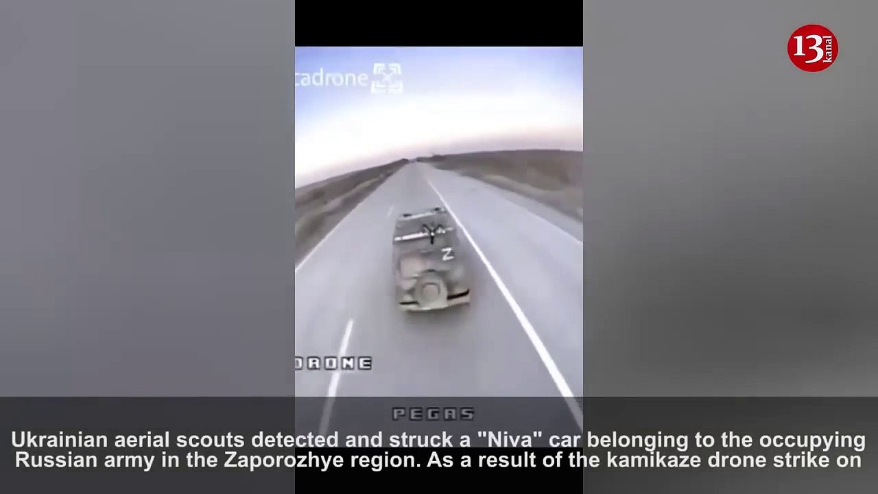 “Niva_ car with 3 Russian soldiers aboard is targeted by a drone