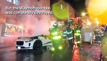Driverless taxi torched by mob in San Francisco