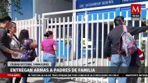 Armas decomisadas a alumnos en secundaria de Tamaulipas fueron entregadas a los padres