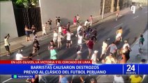 Los Olivos: barristas de Universitario y Alianza Lima se enfrentan con palos y piedras en plena calle
