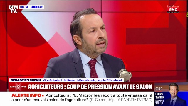 Sébastien Chenu (député RN du Nord) estime que le président de la République a menti pour calmer les agriculteurs