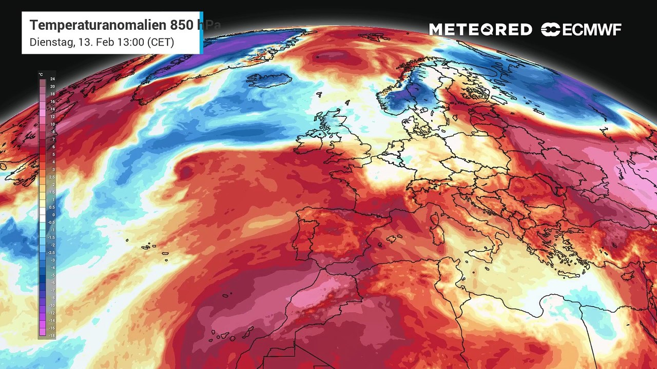 'Hitze' mitten im Februar! Ungewöhnlich warme Luftmassen haben weite Teile Europas fest im Griff!