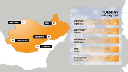 South Wales weather forecast 13 February