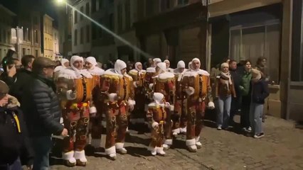 Aubade 2024 pour les Gilles de Binche sur la Grand-Place