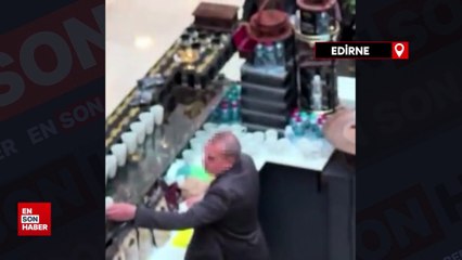 Edirne'de bardakları tükürerek temizledi