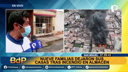 Incendio en San Miguel: Se reaviva fuego en fábrica de productos de limpieza