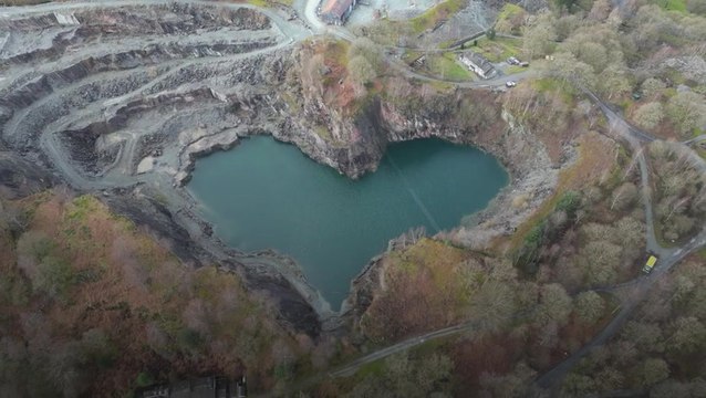 Aerials show hidden heart-shaped lake in 500-year-old volcanic rock revealed in Lake District