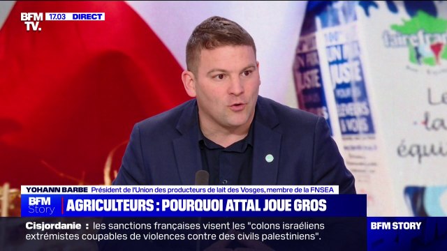 Revendications des agriculteurs: Ce qu'on veut, c'est obtenir un échéancier clair , indique Yohann Barbe (président de l'Union des producteurs de lait des Vosges/FNSEA)