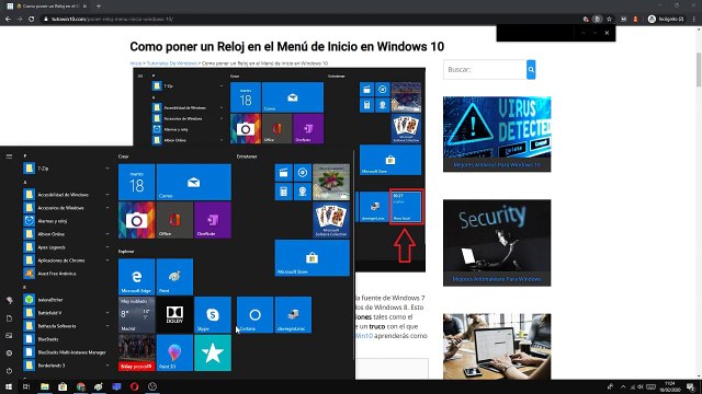 Como ANCLAR un RELOJ al MENÚ de INICIO en WINDOWS 10 ⏱
