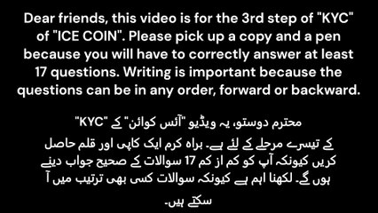 ICE Coin KYC Step 3 all question and Answer