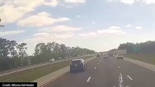 JUST IN Dash-cam footage released of the Bombardier Challenger 600 jet crash on Interstate 75 in Naples, Florida just minutes away from the Naples Airport