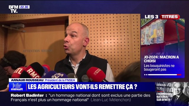 Revendications des agriculteurs: L'impatience est réelle et le niveau d'attentes sans précédent , affirme le président de la FNSEA Arnaud Rousseau