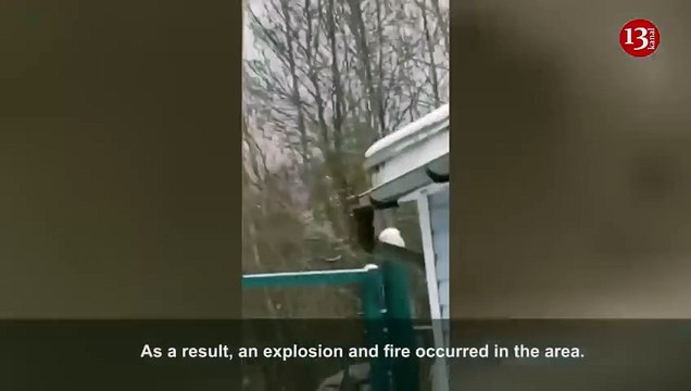 Moment Russian Mi-24 helicopter tracks the Ukrainian drone attacking Russian territory