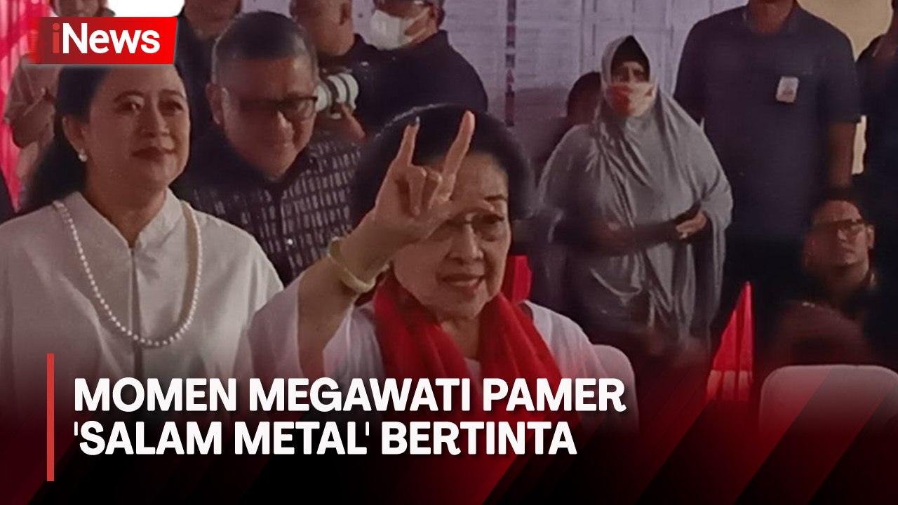 Usai Nyoblos di Kebagusan, Ketum PDIP Megawati Pamer Pose 'Salam Metal'