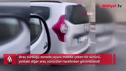 İzmir'de şoke eden olay! Direksiyon başında uçucu madde çekti