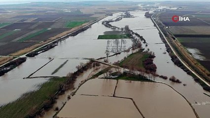 Karamenderes Çayı'nın taşmasıyla tarlalar sular altında kaldı