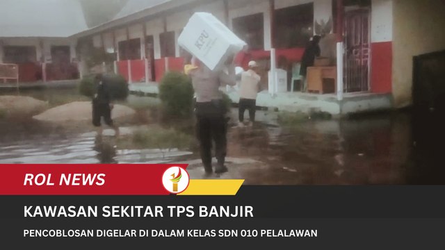 Kawasan Sekitar TPS Banjir, Pencoblosan Digelar Di Dalam Kelas SDN 010 Pelalawan