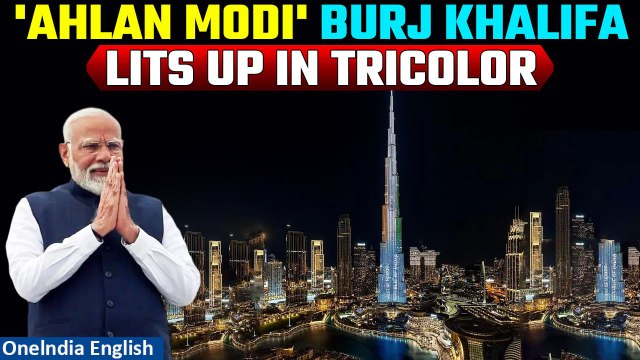 PM Modi's Historic Visit to Abu Dhabi, Burj Khalifa Lights Up with Indian Flag | Oneindia News