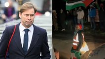 Dozens of protesters descend on Tory MP Tobias Ellwood’s home accusing him of being ‘complicit in genocide’